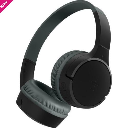 Belkin SoundForm MiniWireless on-Ear Headphones for Kids - Black(AUD002btBKV3),Built-in microphone, 3.5mm aux Cable Included, 2 Years Warranty