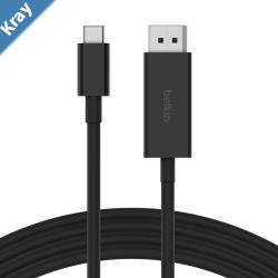 Belkin Connect USBC to DisplayPort 1.4 Cable 2M  Black AVC014BT2MBK32.40Gbps bandwidthBackward compatible with DisplayPort 1.2Plugandplay2YR