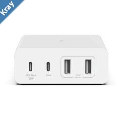 Belkin BoostCharge Pro 4Port GaN Charger 108W  WhiteWCH010auWH 2xUSBC  2xUSBA2M CableIntelligent and Fast ChargerCompact Laptop Charger2YR