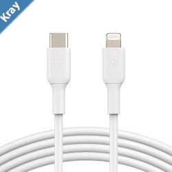 Belkin BoostCharge Lightning to USBC Cable 1m3.3ft  White CAA003bt1MWH 480Mbps 8K bend Apple iPhone  iPad  Macbook 2YR