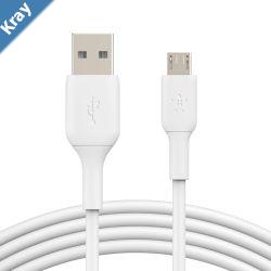 Belkin BoostCharge MicroUSB to USBA Cable 1m3.3ft  White CAB005bt1MWH 7.5W 480Mbps 8000 bends tested USBIF Certified