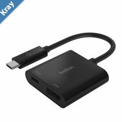 Belkin USBC to HDMI  Charge Adapter  USBC  Cable 13CM  Black AVC002btBK 60W Supports Video Resolutions up to 4K 2 Years Warranty