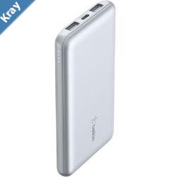 Belkin BoostCharge 10k mAh Power Bank TriplePort  USBC to USBA Cable  Pearl Blue BPB011btPB 2xUSBA 12W 1xUSBC 15W 2 Years Warranty