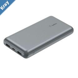 Belkin BoostCharge 20k mAh Power Bank TriplePort  USBC to USBA Cable  Space Grey BPB012btGY 2xUSBA 12W 1xUSBC 15W 2 Years Warranty