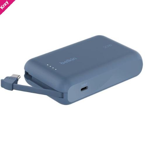 Belkin BoostCharge 10K Power Bank with Integrated 20W USB-C Cable (5.7 cm)  - Blue (BPB021fqBL), 2xUSB-C(20W), $2500 CEW, 2 Years Warranty