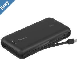 Belkin BoostCharge20K mAh Power Bank With Integrated USBC Cable  Black BPB024FQBK 30W 2xUSBC 1x USBA CEW 2500 Apple 2 Years Warranty