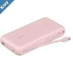 Belkin BoostCharge20K mAh Power Bank With Integrated USBC Cable  Pink BPB024fqPK 30W 2xUSBC 1x USBA CEW 2500 Apple 2 Years Warranty