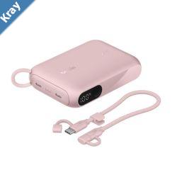 Belkin BoostCharge 10K mAh Power Bank with Display  USBC to USBC Cable 60W 15CM  Pink BPB027fqPK 20W 2x USBC Ports 2 Years Warranty