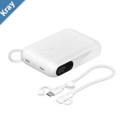Belkin BoostCharge 10K mAH Power Bank with Display  USBC to USBC Cable 60W 15CM  White BPB027FQWH 20W 2x USBC Ports 2 Years Warranty