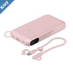 Belkin BoostCharge 20K mAh Power Bank with Display  USBC to USBC Cable 60W 15CM  Pink BPB028fqPK 20W 2x USBC Ports 2 Years Warranty