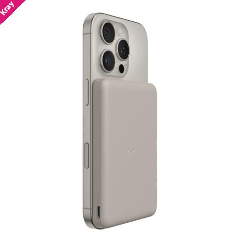 Belkin BoostCharge Slim Magnetic Power Bank 5K - Sand(BPD010fqSA),1x USB-C(15W),Qi2 (7.5W),USB-C Cable(0.6M), $2,500 CEW, 2 Years Warranty