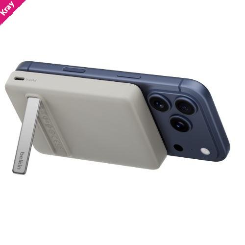 Belkin BoostCharge Slim Magnetic Power Bank 10K with Qi2 Kickstand - Sand (BPD016fqSA),1xUSB-C(12W), 1xQi2(7.5W), $2500 CEW, 2 Years Warranty