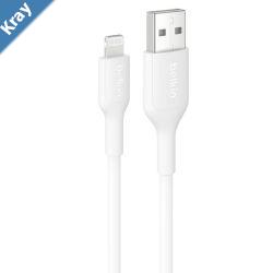 Belkin BoostCharge Lightning to USBA Cable 2M  White CAA019FQ2MWH 2.4A15W 480MBPS 300K Bends Apple iPhone MFICertified 2 Years Warranty