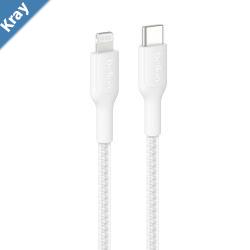 Belkin BoostCharge Pro Braided Lightning to USBC Cable 1M  White CAA022FQ1MWH3A15W 480Mbps350K BendsApple MFICertified 2 Years Warranty