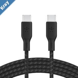 Belkin BoostCharge USBC to USBC Cable 3M Pack of 1  Black CAB014bt3MBK 100W 480Mbps 30K bend Samsung Galaxy iPad 2 Years Warranty