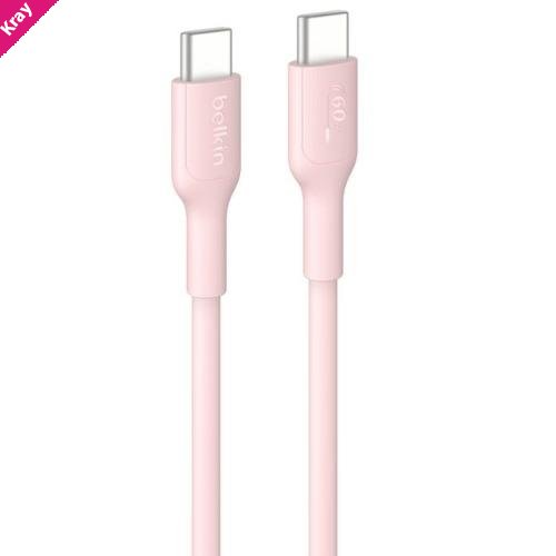 Belkin BoostCharge USB-C to USB-C Cable (1M) - Pink (CAB023fq1MPK), 3A/60W, 480Mbps, 300K+ Bends, Apple, Samsung, USB-IF Certified, 2 Years Warranty