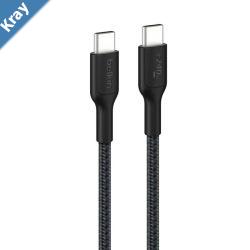 Belkin BoostCharge Pro Braided USBC To USBC 2M  Black CAB025FQ2MBK 240W 2.0 30K Bend USBIF Certified Apple Samsung2 Years Warranty