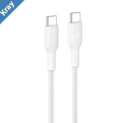 Belkin BoostCharge Pro Braided USBC to USBC Cable 2M White CAB025fq2MWH 5A240W 480Mbps 350K Bend USBIF Certified 2 Years Warranty