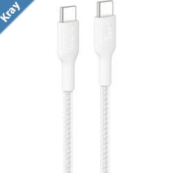 Belkin BoostCharge Pro Braided USBC to USBC Cable 3MWhiteCAB025fq3MWH240W 2.0iPhoneiPadSamsung Galaxy USB  IF Certified 2 Years Warranty