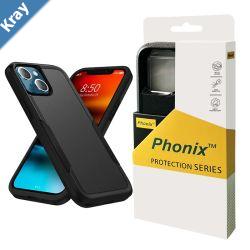 Phonix Apple iPhone 12 Mini Armor Light Case Black  Two Tough Layers Port Covers No Slip Grippy Edges Durable Rugged Sleek Pocket Fit