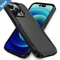 Phonix Apple iPhone 14 Pro Max Armor Light Case Black  Two Tough Layers Port Covers No Slip Grippy Edges Durable Rugged Sleek Pocket Fit