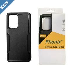 Phonix Samsung Galaxy A25 5G Armor Light Case Black  Two Tough Layers Port Covers No Slip Grippy Edges Durable Rugged Sleek Pocket Fit