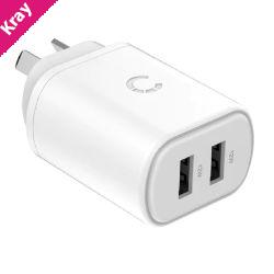 Cygnett PowerPlus 12W Dual Port Wall Charger - White (CY3671PDWLCH), 2x USB-A (12W), Lightweight & Compact Design, Charge 2x Devices, 2 Years Warranty