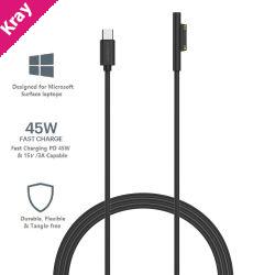 Cygnett Essentials USB-C to Microsoft Surface Laptop Cable (2M) -Black(CY3314USCMS),45W Fast Charging,Magnetic Connection,Quick & Safe,2 Yr. WTY.