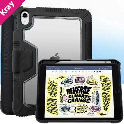 USP Rugged Apple iPad (11.0') 11th Gen (A16) / iPad 10th Gen (10.9') Clear Case Black - Military-Grade,Built-in-Kickstand,Pen Holder, 3 Years Warranty
