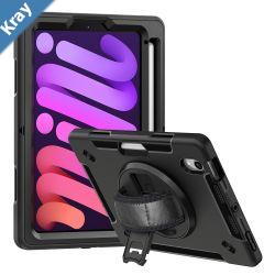 USP Rugged Apple iPad Mini 8.3 6th Gen Case with Sling Black  BuiltinKickstand Adjustable Hand Strap Shoulder Strap Pen Holder DropProof