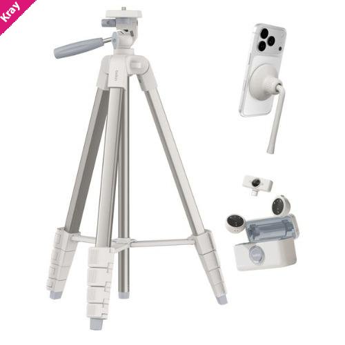 Belkin Stage Creator Kit: Tripod, Magnetic Phone Mount & Wireless Mics - White(CTA002fqSA-B1), Lightweight,Flexible angle adjustment, 2 Years Warranty