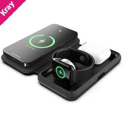 Cygnett MagTravel 15W 3-in-1 Wireless Charger - BlacK (CY4530WIRDE),MagSafe & Qi2 Compatible,1M USB-C Cable, Perfect for Travel, 2 Years Warranty