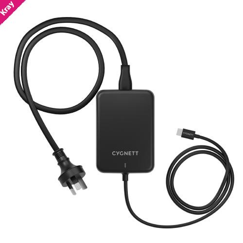 LS Cygnett PowerMaxx 140W USB-C GaN Laptop Charger - Black (CY4531PDWCH) Integrated 1M USB-C Cable,Fast Charging,Travel-Ready,2 Years Warranty