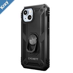 Cygnett Apple iPhone 15 6.1 Rugged Case  Black CY4632CPSPC Integrated kickstand Secure and magnetic disk mount 6ft drop protection