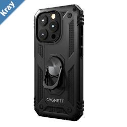 Cygnett Apple iPhone 15 Pro 6.1 Rugged Case  Black CY4634CPSPC Integrated kickstand Secure and magnetic disk mount 6ft drop protection