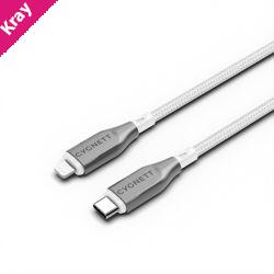 Cygnett Armoured Lightning to USB-C (2.0) Cable (1M) -White(CY4668PCCCL),30W,Braided, 480Mbps Transfer, Fast Charge iPhone/iPad, MFi, 5 Years Warranty