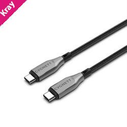 Cygnett Armoured Braided USB-C to USB-C (2.0) Cable (3M) - Black (CY4678PCTYC), 5A/100W, 480Mbps, Turbo Charge, Best for Laptop, 5 Years Warranty