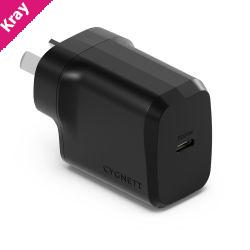 Cygnett PowerPlus 20W USB-C PD Fast Wall Charger - Black(CY4733PDWCH), Palm-Size, Portable,Best for iPhone,Samsung & USB-C Devices,2 Years Warranty