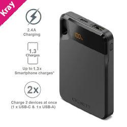 Cygnett ChargeUp Boost 5K mAh Power Bank - Black (CY4743PBCHE), Dual Ports (1x USB-C 12W, 1x USB-A 12W), 15cm USB-A to USB-C Cable, 2 Years Warranty