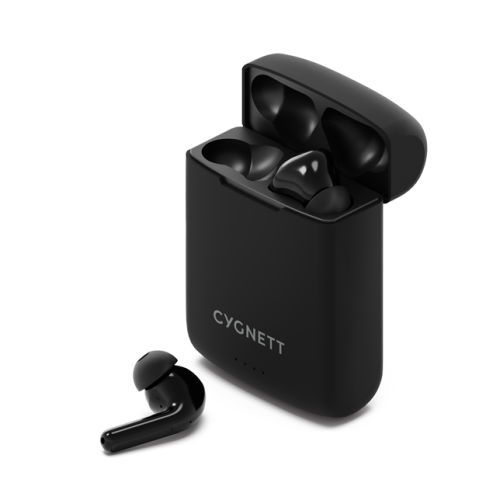 Cygnett FreePlay Solar Charging True Wireless Earbuds -Black(CY4969SOEAR) -Bluetooth 5.3 TWS,5 hours,Touch Control,Solar charging
