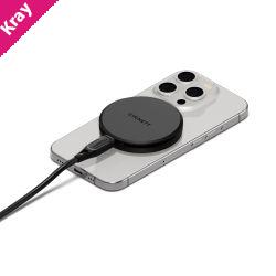 Cygnett ChargePuck Qi2 15W Fast Wireless Charger -Black(CY5061CCRGP), Compact & Lightweight,1.2M USB-C Cable,Perfect for Travel,2 Years Warranty