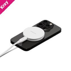 Cygnett ChargePuck Qi2 15W Fast Wireless Charger -White(CY5062CCRGP),Compact & Lightweight, 1.2M USB-C Cable,Perfect for Travel,2 Years Warranty