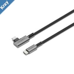 Cygnett Unite RightAngle USBC to USBC 3.1 Cable 1M  Black CY5104PCTYC 240W Double Braided 10Gbps Transfer Fast Charge 2 Years Warranty