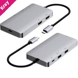 Cygnett Unite 6-in-1 USB-C Hub Adapter (CY5147HUB61)2xUSB-A 3.0 1xUSB-C 3.0 1 USB-C 100W PD 2x HDMI 8K 5GBPS Data Speed, 2 Years Warranty