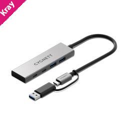 Cygnett Unite 4-in-1 USB-C to USB-C & USB-A Hub- White (CY5389CYHUB),2x USB-C, 2x USB-A, 10Gbps Transfer, USB-C to USB-A Adapter, 2 Years Warranty