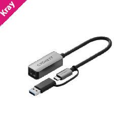 Cygnett Unite USC-C to 2.5Gbps Ethernet Adapter-White(CY5410CYHUB),2.5GBPs Transfer Speed, Integrated 15cm cable,USB-C to USB-A Adapter,2Year Warranty