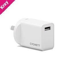 Cygnett PowerPlus 12W USB-A Wall Charger - White(CY5594PDWCH), Lightweight & Compact Design, Perfect for Travel, 2 Years Warranty