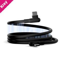 Cygnett DriveSync Right Angled Magnetic Silicone USB-C to USB-C Cable (0.7M) - (CY5666CCACB), 3A/60W, 480Mbps, Drive & Sync, 2 Years Warranty