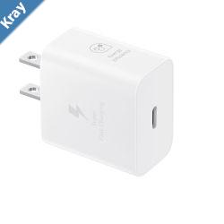 Samsung 25W GaN USBC Fast Wall Charger  WhiteEPT2510NWEGAU1x USBCSupports up to 25WCompact  TravelReady1 Year Warranty