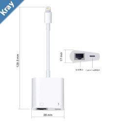 USP Lightning to Ethernet  Power Adapter  White Easy to use Fast and Stable connection 100Mbps.